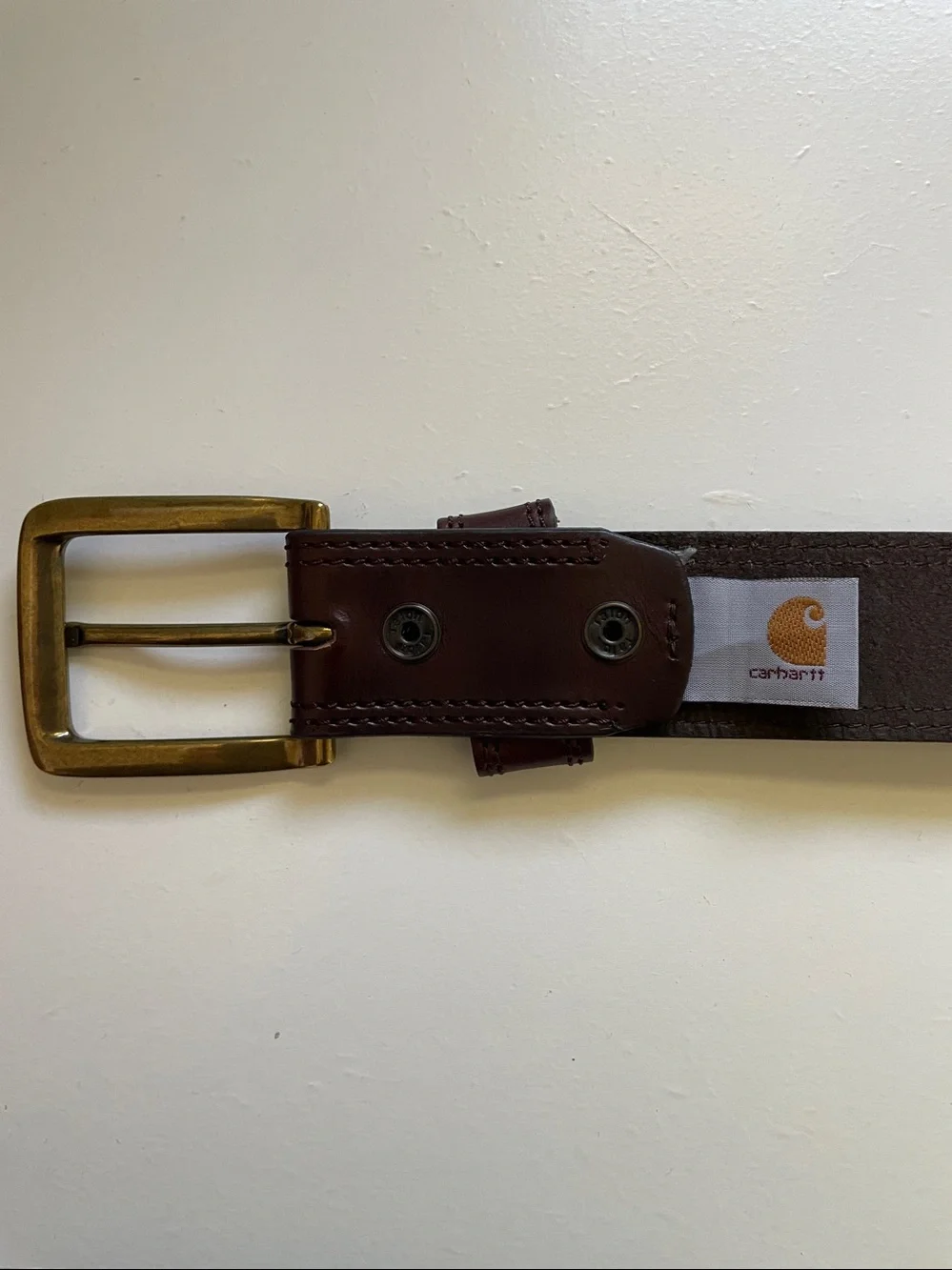 Chestnut Brown Leather Belt Heritage Workwear Sz 34 USA Utility Rugged Carhartt